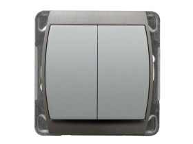 GAZELA Wyłącznik schodowy podwójny srebro/tytan ŁP-10J/m/18/23 OSPEL