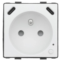 Gniazdko elektryczne z watomierzem - sterowanie WiFi + Bluetooth - 2xUSB-C 20W - biały - Tawoia Glass