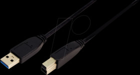 CU0023 USB 3.0 cable, USB-A/M to USB-B/M, black, 1 m