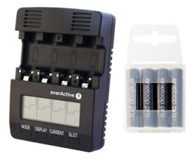ładowarka everActive NC-3000 + 4x akumulatory Panasonic ENELOOP PRO R03/AAA 930 mAh