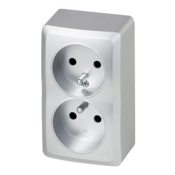 BERG Gniazdo podwójne z uziemieniem n/t GNT 2x2P+Z srebrne 3743-06