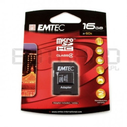Karta pamięci EMTEC micro SD / SDHC 16GB klasa 4 z adapterem