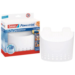 tesa&#xAE; 59706 Large Waterproof Self-Adhesive and Removable Basket - White