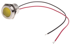 Lampka kontrolna do montażu panelowego 24V dc, Żółta 22mm LED Wyprowadzenia RS PRO