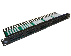 Patch panel telefoniczny RACK 19 kat.3 50xRJ45 1U czarny Alantec
