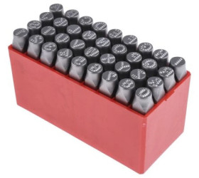 Zestaw wybijaków liter, 36-szt., (27 części x stempel stalowy z kropkowaną wielką literą angielską A → Z, 9