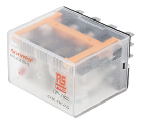 Przekaźnik mocy 110V ac 4PDT RS PRO 300W, Wciskane Wciskane