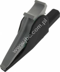 5066-IEC-SW Krokodylek bezpieczny z gniazdem 4mm, rozwarcie szczęk 32mm, czarny, ELECTRO-PJP, 5066IECSW