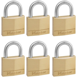 Master Lock 140EURSIX Solid Brass 40mm Padlock 4-Pin - Keyed Alike x 6