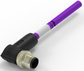 Sensor actuator cable, M12-cable plug, angled to open end, 2 pole, 1 m, PUR, purple, 4 A, TAB62235501-002
