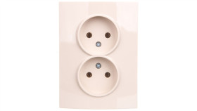 Logi Gniazdo Podwójne Bez Uziemienia Kompletne Śrubowy Kremowy 16A 250V...