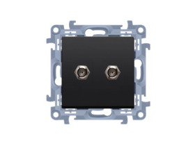 SIMON 10 Gniazdo antenowe typu "F" podwójne (moduł) czarny mat CASF2.01/49 KONTAKT SIMON