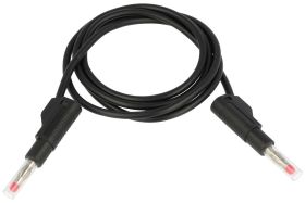 Przewód pomiarowy; 22.450.100.2; 2x wtyk bananowy; 4mm; bezpieczny; 1m; PVC; 1mm2; czarny; 19A; 600V; mosiądz niklowany; Amass;