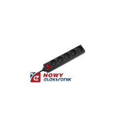 Przedłużacz 5gn 5.0m z prz.siec. czarny (1,5mm)