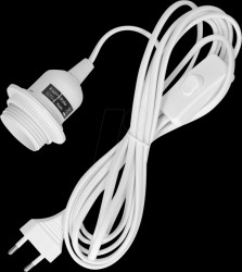 41703 Lamp socket, E27, with switch and EU plug, white