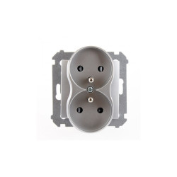 Gniazdo podwójne z uziemieniem do ramek Nature srebrne DGZ2MZN.01/43 Kontakt Simon54