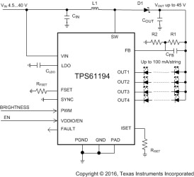 Low-EMI, high-performance 4-channel LED driver