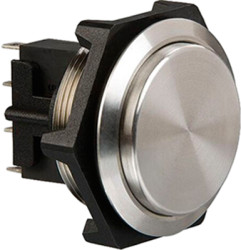 Vandal-proof pushbutton switch, 1 pole, silver, unlit , 5 A/250 V, IP66, MP0050/2
