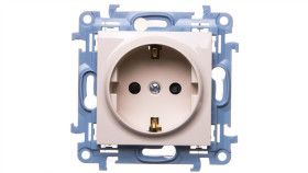 Simon 10 Gniazdo Pojedyncze Schuko Z Przesłonami Kremowe 16A 250V Ip20...