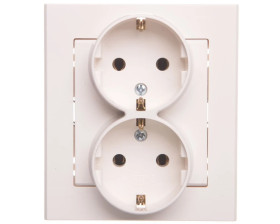 SONATA Gniazdo podwójne z/u Schuko ecru GP-2RS/27