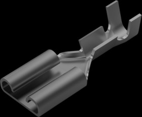 Uninsulated flat plug sleeve, 6.35 x 0.81 mm, 0.32 to 0.82 mm², AWG 22 to 18, brass, tin-plated, 170187-2