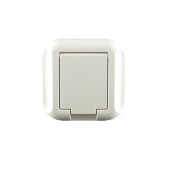 TOPAZ Gniazdo pojedyncze z/u 16A 250V z klapką IP44 białe GPt-16TH