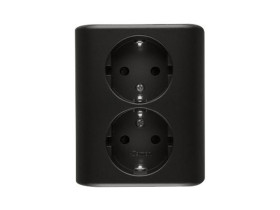 SIMON 54 Gniazdo podwójne czarny schuko podtynkowe z przesłonami wersja skandynawska EGSZ2SPZ/49 KONTAKT SIMON