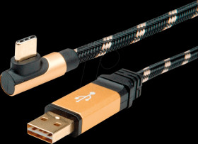 11.02.9060 USB 2.0 cable, A connector to C connector, angled, 0.8 m