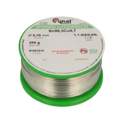 CYNA BEZOŁOWIOWA Sn99Cu1 0,7mm 0,25kg CYNEL