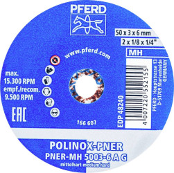 PFERD TOOLS 47700208 PFERD POLINOX ściernica z włókniny prasowanej PNER Ř 50x3 mm otwór Ř 6 mm średnio twarda A gruba do