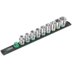 Wera 05005480001 Magnetic Socket Rail C Imp 1 Zyklop Socket Set, 1/2" Drive 9 pc