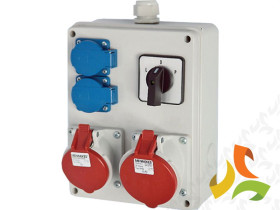 Rozdzielnica stacjonarna L-0-P 1x32/5 1x16/5 2x2P+Z 230V zestaw siłowy IP44 RSS-0112-LP RSSLP32162GW/5 AEP