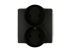 DECO Gniazdo podwójne bez uziemienia do ramki DECO Soft (przesłony torów prądowych) czarny mat 12DGPRSO-2p KARLIK