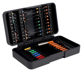 Zestaw końcówek do wkrętaka Sześciokątna, Phillips, Pozidriv, płaska, Torx l. elementów: 54 Zestaw końcówek skrętnych