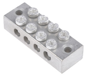 Listwa zaciskowa uziemienia 0 → 16 AWG żyły: 4 Szary Wkręcane RS PRO