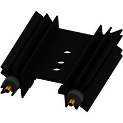 Extruded heatsink, (L x W x H) 38.1 x 34.9 x 12.7 mm, 11 K/W, black anodized, SK 104 38,1 STIS