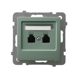 AS Gniazdo telefoniczne podwójne równoległe zielony mat GPT-2GR/m/84