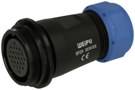 Gniazdo; SP2911/S26II-1N; 26 torów; proste; lutowany; 0,75mm2; 13-16mm; SP29; na przewód; 30mm; skręcane; nylon66; niebiesko-cza