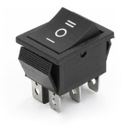 PRZEŁĄCZNIK KLAWISZOWY RS203-6C3B1 15A/250V PODWÓJNY ON-OFF-ON CZARNY (PRZEL557)