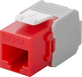 CAT 6A gniazdo Keystone RJ45, UTP, 500 MHz - Wersja kolorystyczna Czerwony
