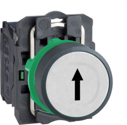 Pushbutton, unlit, groping, 1 Form A (N/O), waistband round, white, front ring black, mounting Ø 22 mm, XB5AA3341