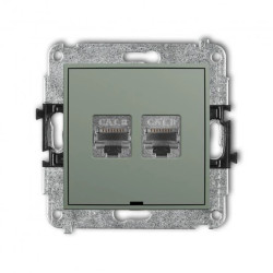 MINI Mechanizm gniazda komputerowego podwójnego 2xRJ45, kat. 8, ekranowany, 8-stykowy, bez pola opisowego szałwiowy 61MGKBO-12