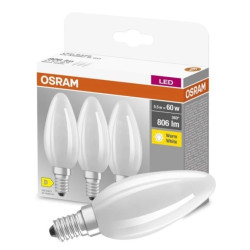 3PAK Żarówka LED E14 B35 5,5W = 60W 806lm 2700K Ciepła 300 Filament OSRAM BASE
