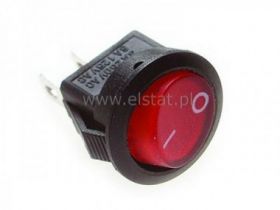 Przeł. kołys.250V 3A( okrągły ) czerwony ON-OFF 2p
