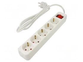 PS1-05F-0150-W Przedłużacz sieciowy 3x1mm2 Schuko Gniazda: 5 guma biały 1,5m