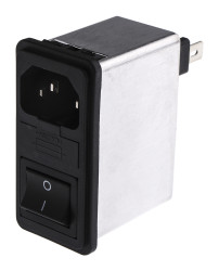 Gniazdo zasilające IEC z filtrem przeciwzakłóceniowym1 4A C14 Schaffner Zatrzask 5 x 20mm