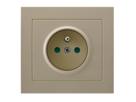 KIER Gniazdo pojedyncze z uziemieniem z przesłonami beżowy GP-1WZP/01 OSPEL