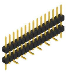 Pin header, 15 pole, pitch 2.54 mm, angled, black, 10051782