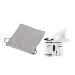 Lupa, mikroskop do telefonu 60x Z klipsem, diody led UV