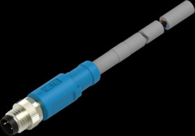 Sensor actuator cable, M8-cable plug, straight to open end, 3 pole, 1 m, PUR, black, 3 A, T4061120003-002